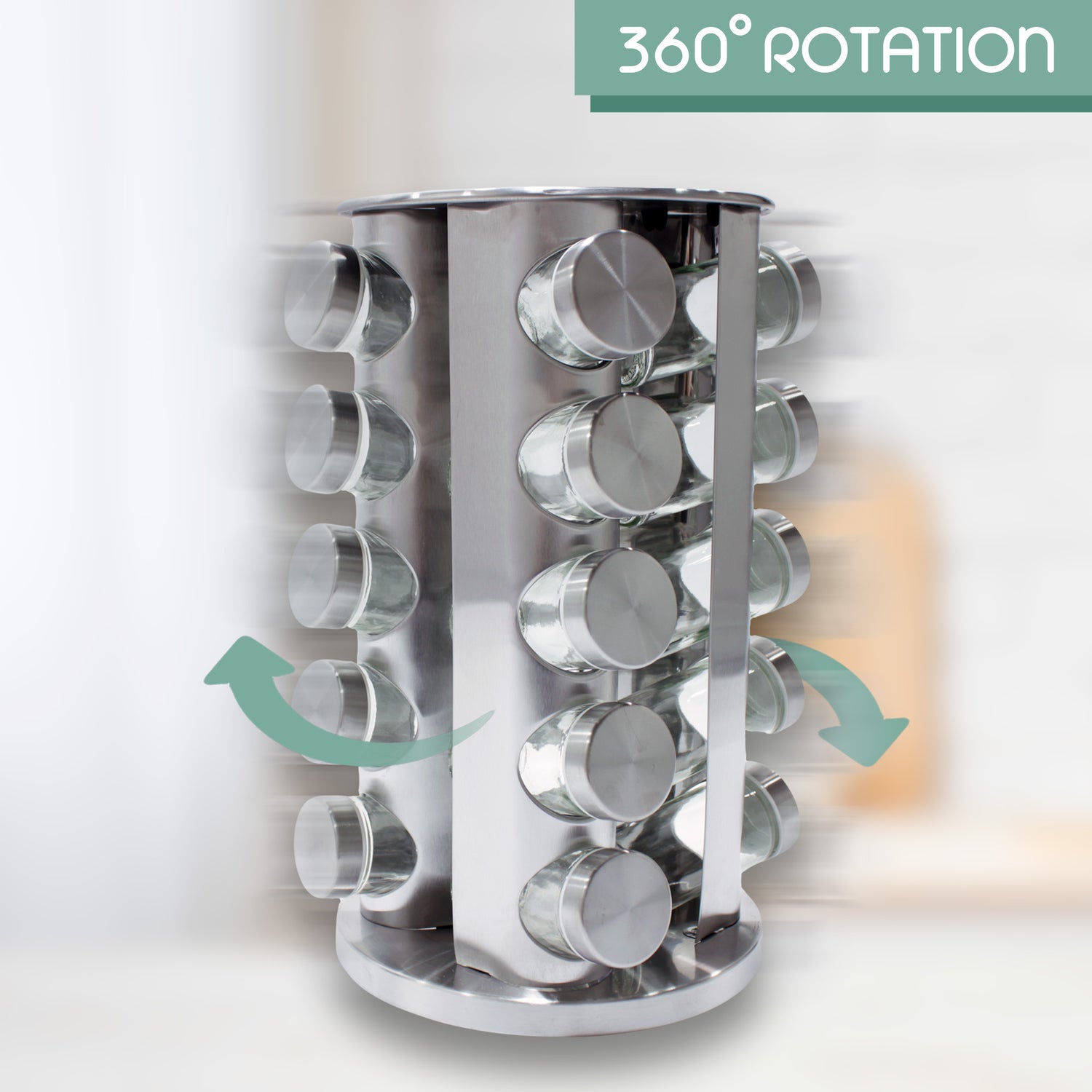 Round Revolving Spice Rack with 20 Jars.