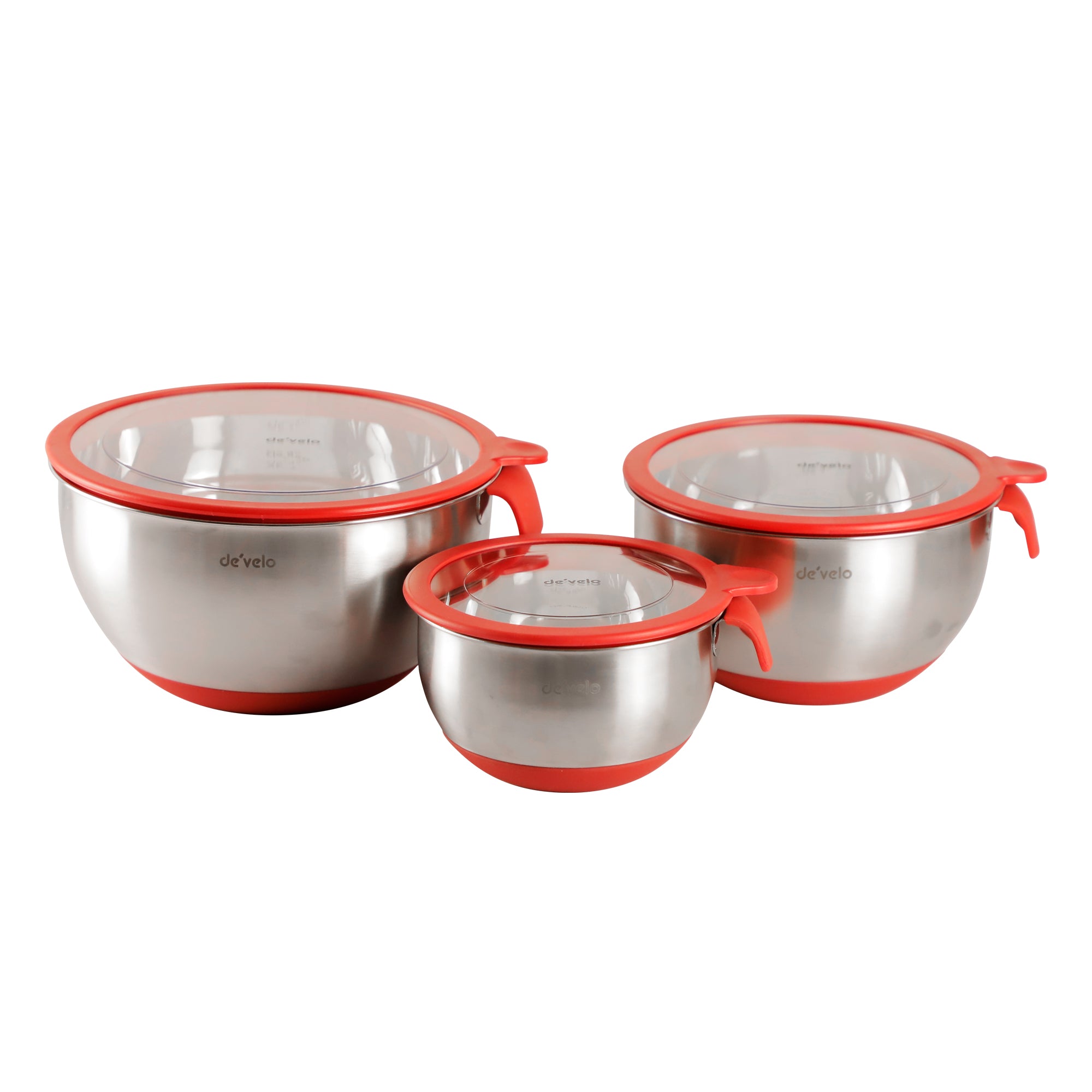 3-Piece Stainless Steel Mixing Bowl with Transparent Lid