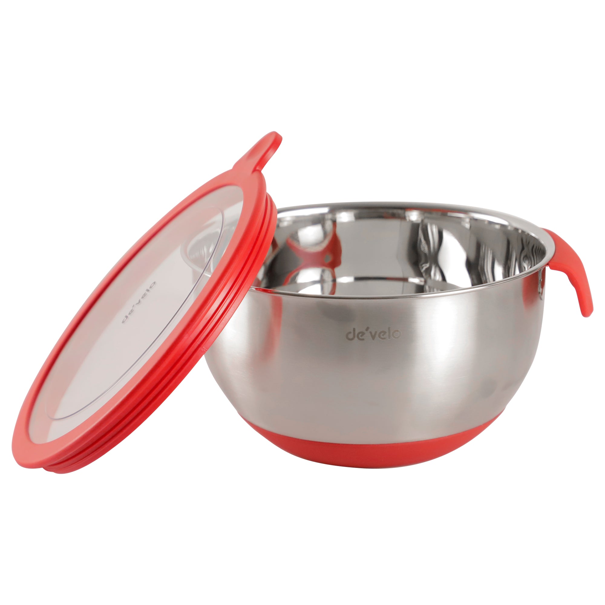 3-Piece Stainless Steel Mixing Bowl with Transparent Lid