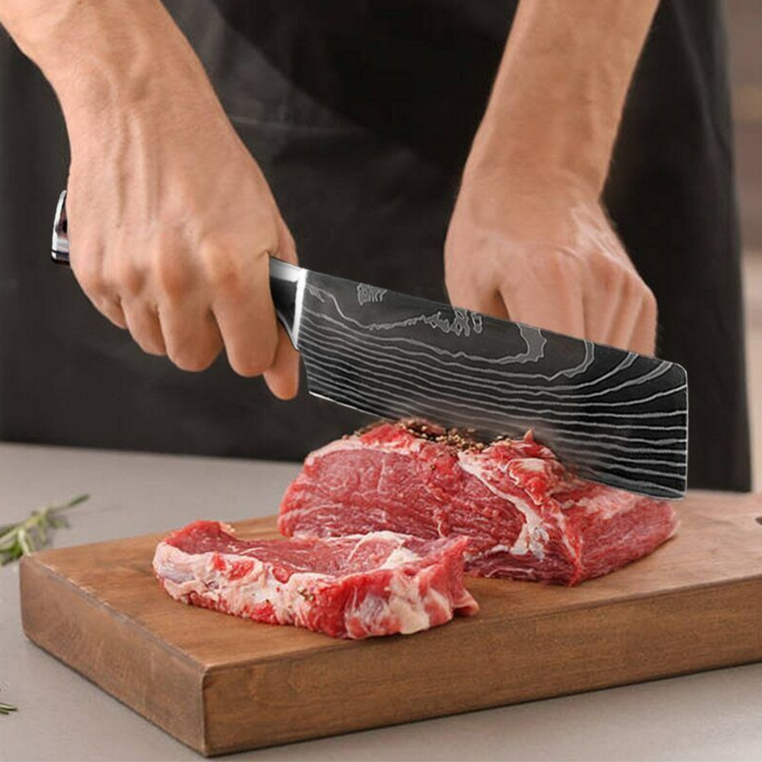 Damascus Pattern Kitchen Knife 10-Piece Set