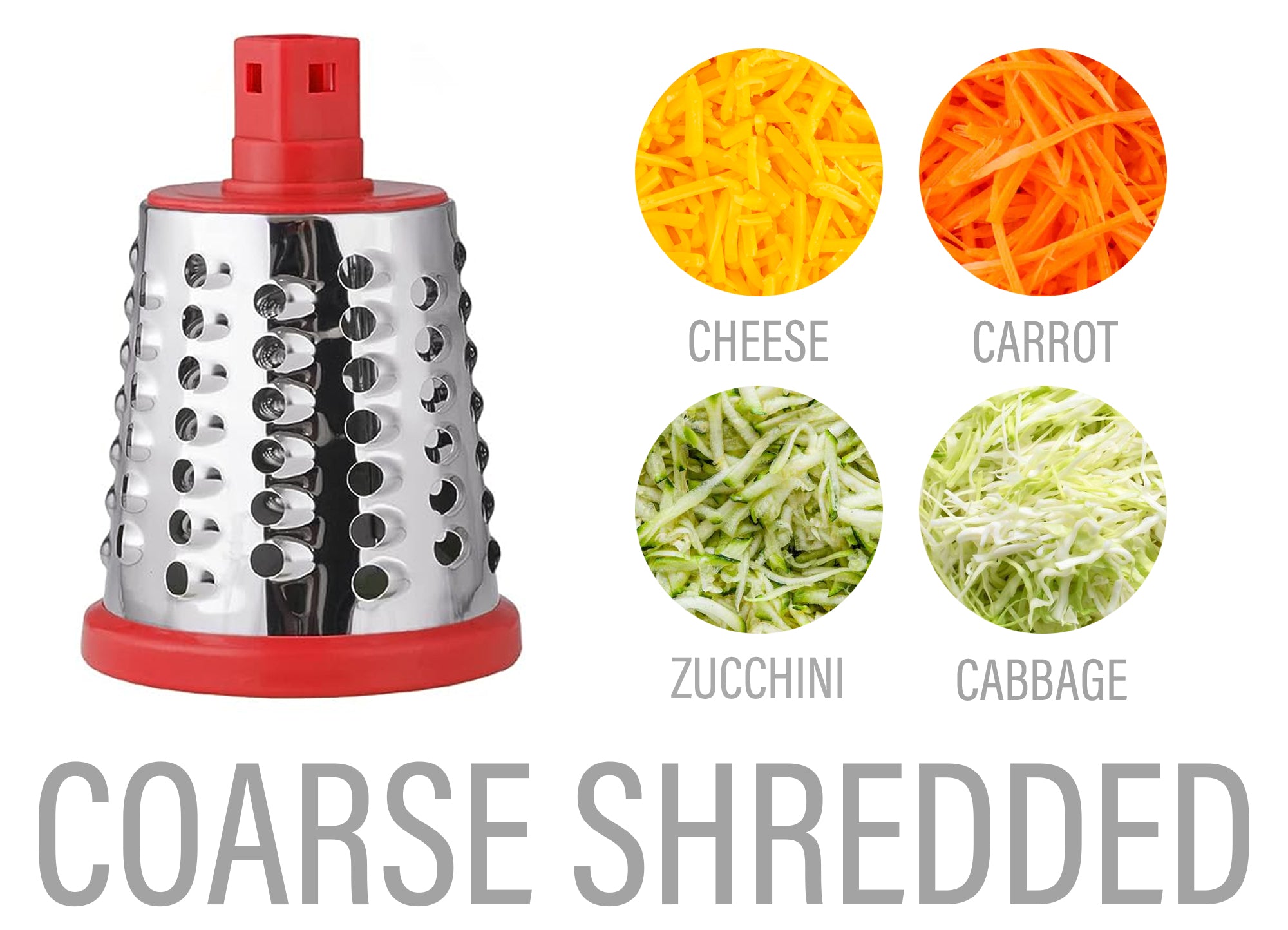 Rotary Cheese Grater with Suction-Cup Base and 3 Interchangeable Blades