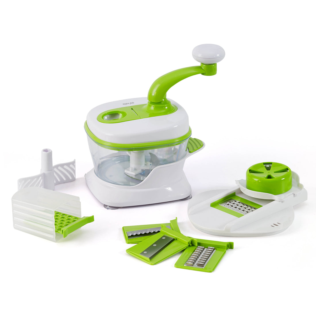 Hand Crank Food Processor with Stainless Steel Blades