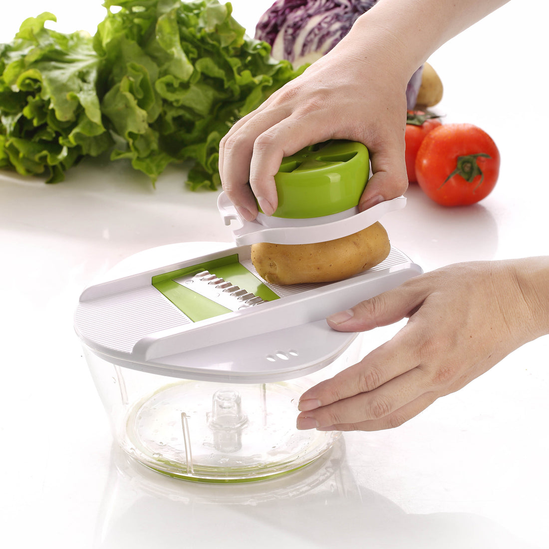 Hand Crank Food Processor with Stainless Steel Blades