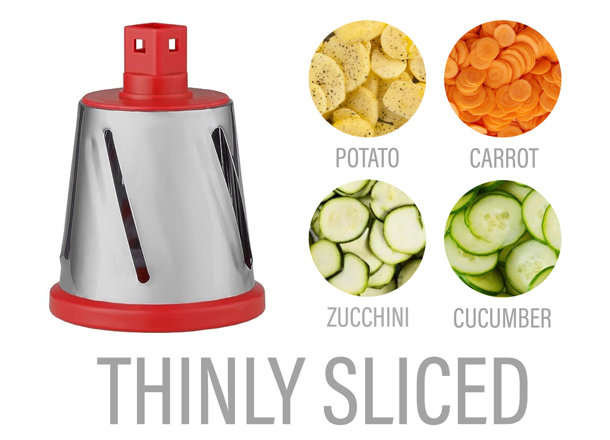 Rotary Cheese Grater with Suction-Cup Base and 3 Interchangeable Blades