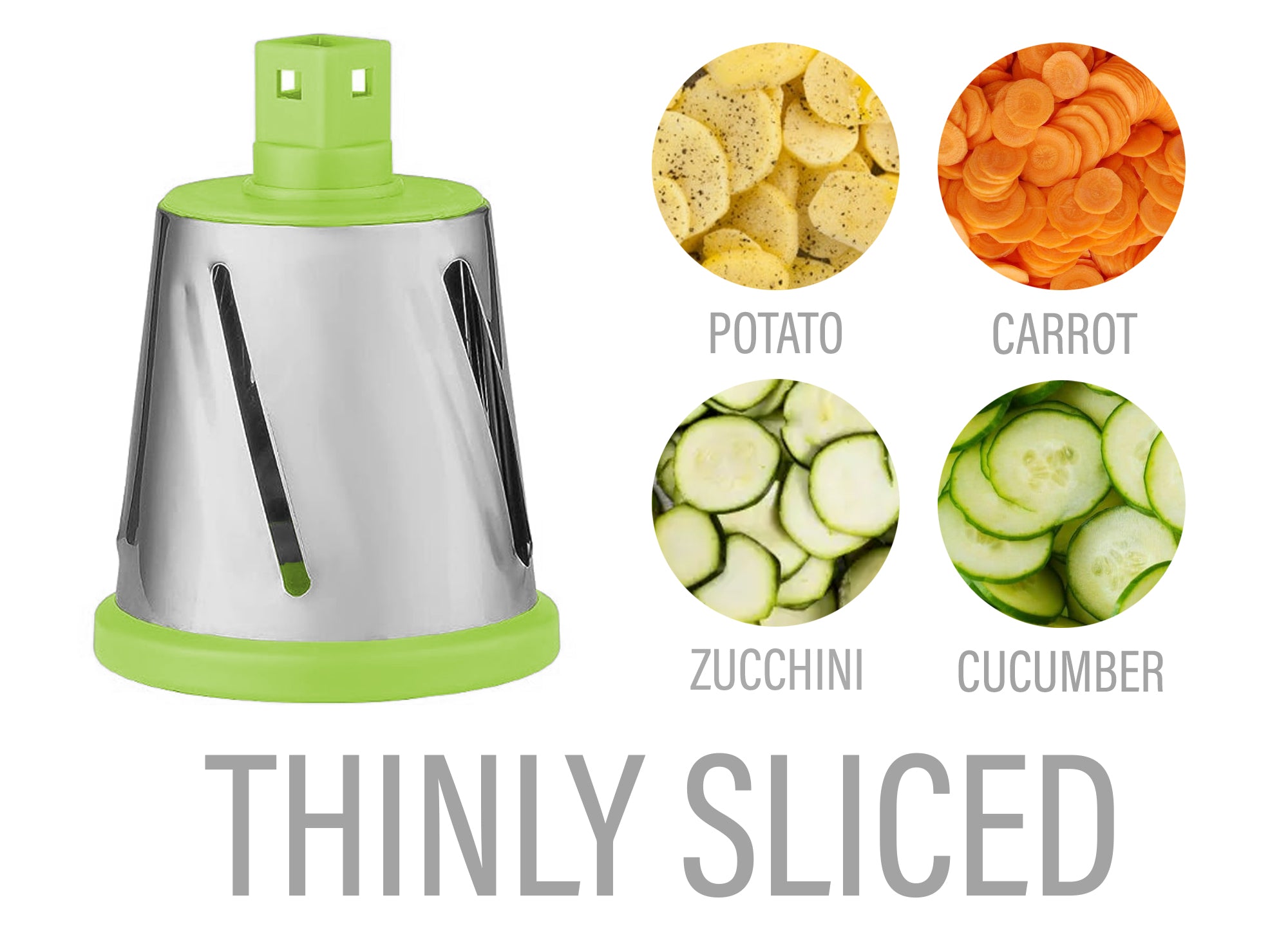 Rotary Cheese Grater with Suction-Cup Base and 3 Interchangeable Blades