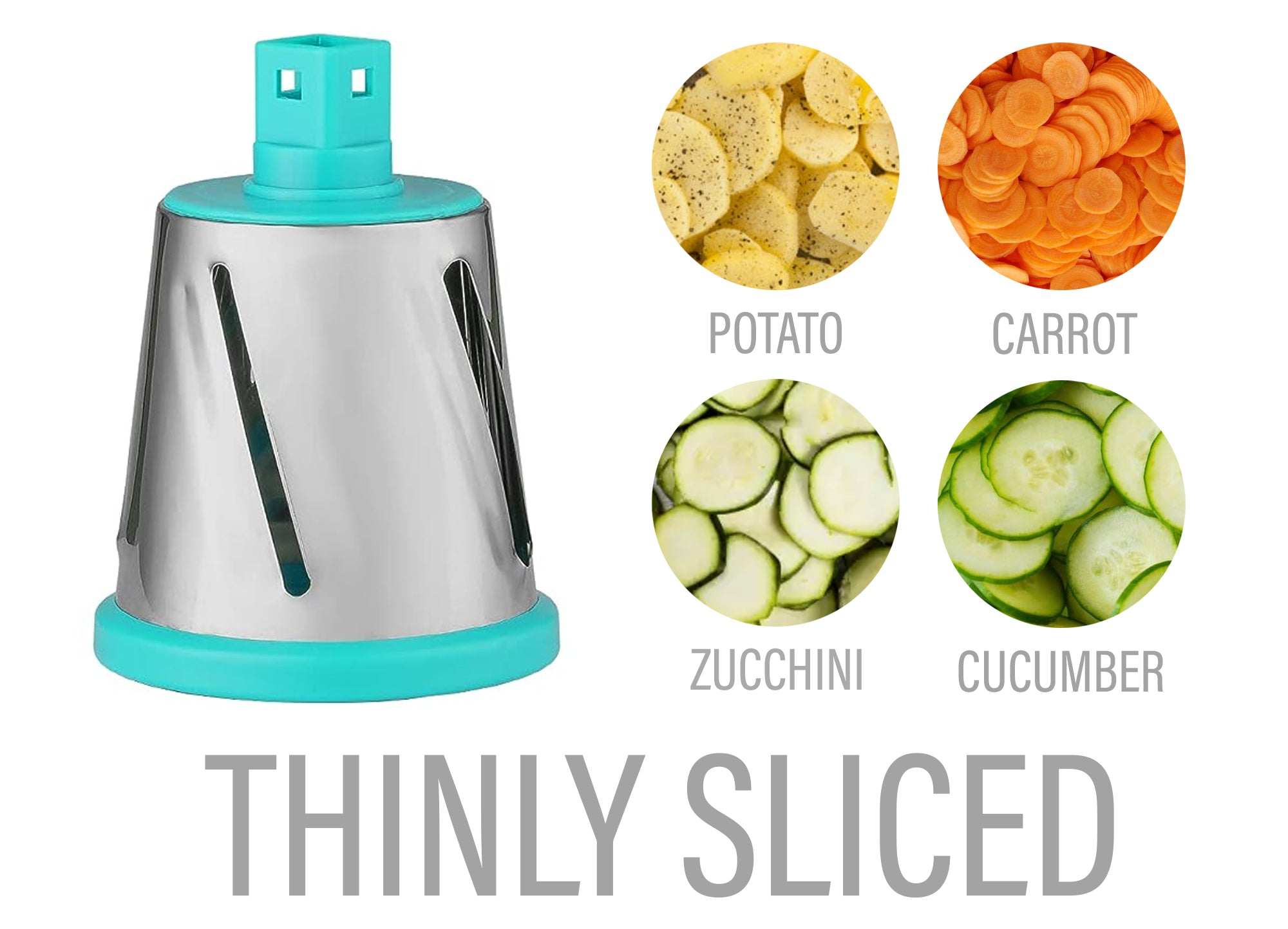 Rotary Cheese Grater with Suction-Cup Base and 3 Interchangeable Blades