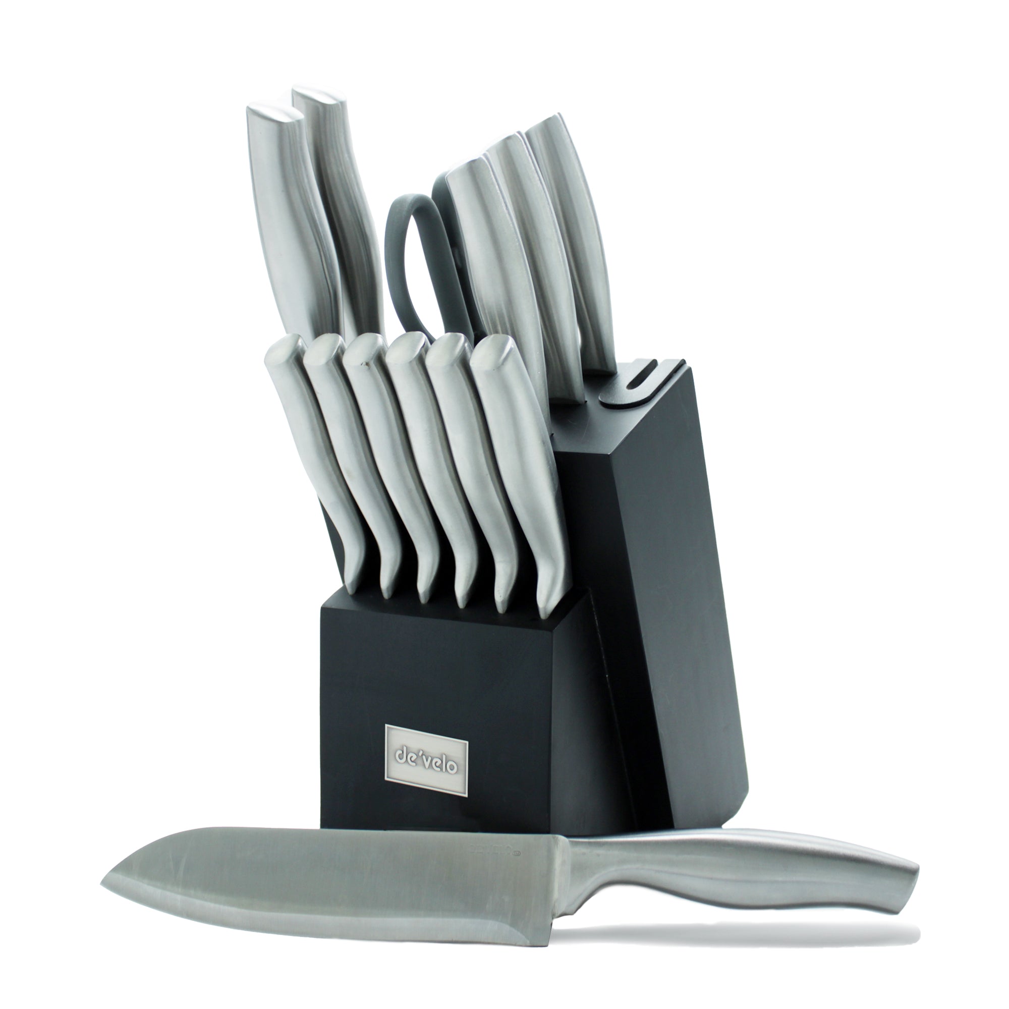 Elegant 15 Piece Kitchen Knife Set with Integrated Sharpener