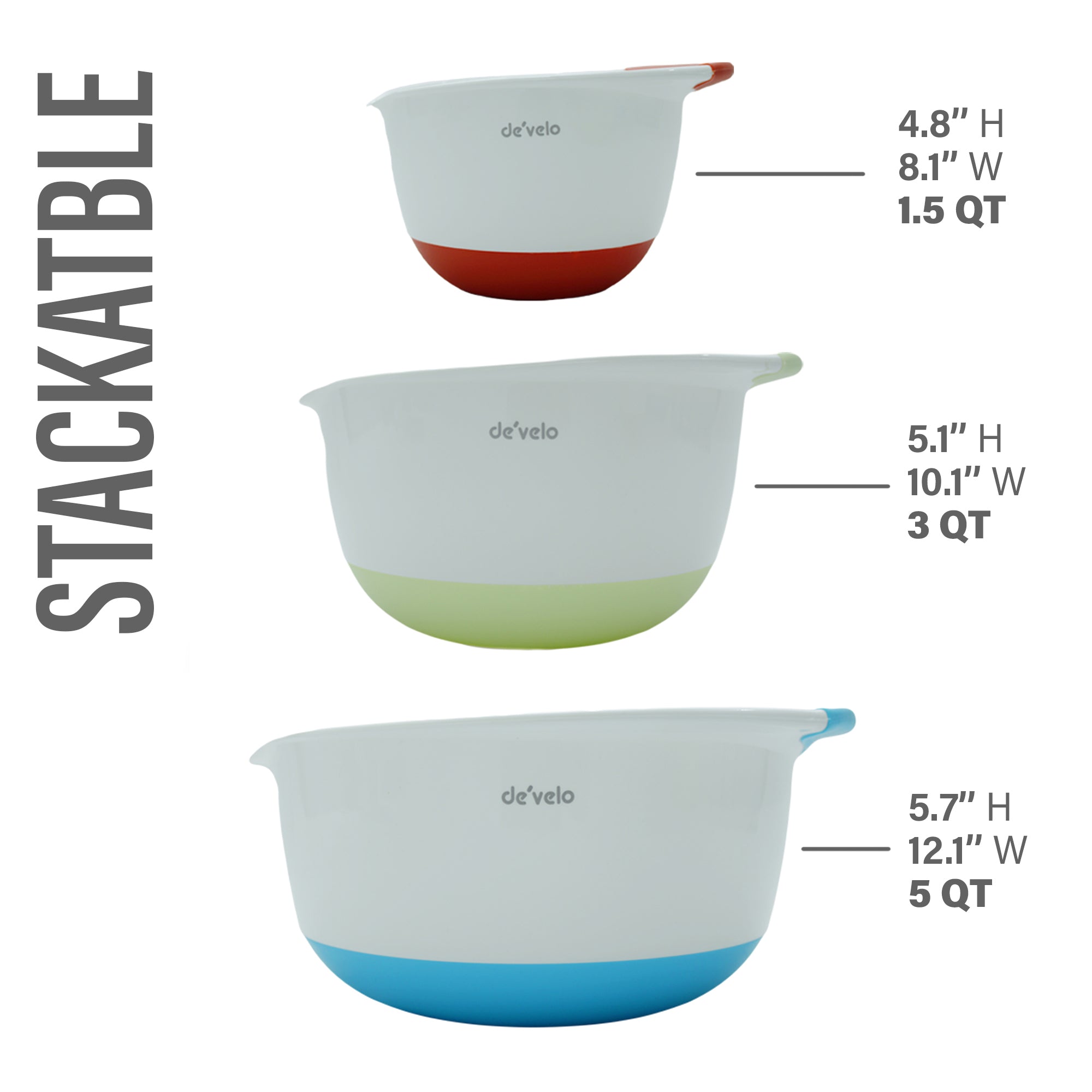 3-Piece Plastic Mixing Bowl
