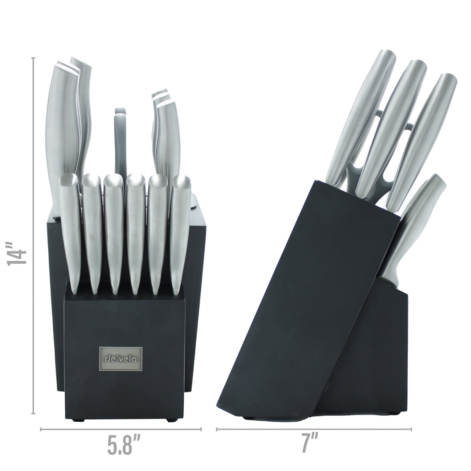 Elegant 15 Piece Kitchen Knife Set with Integrated Sharpener