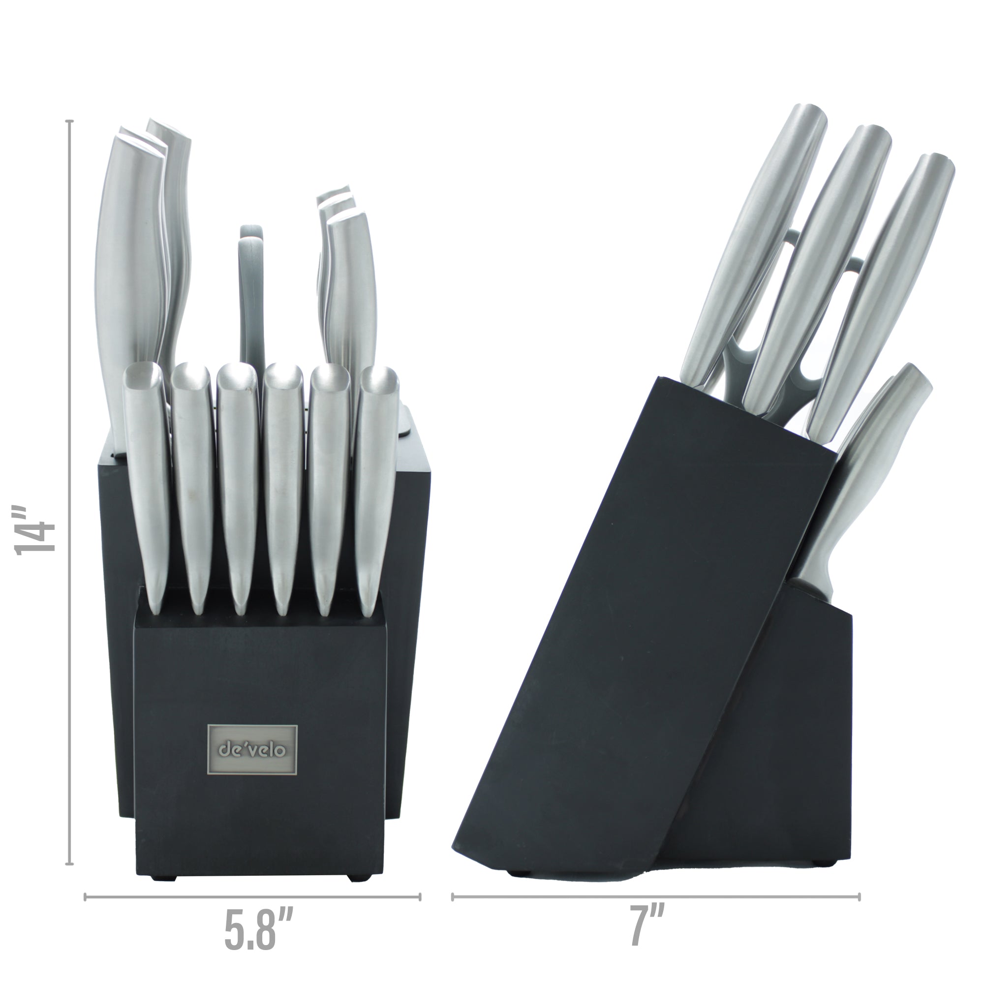 Elegant 15 Piece Kitchen Knife Set with Integrated Sharpener