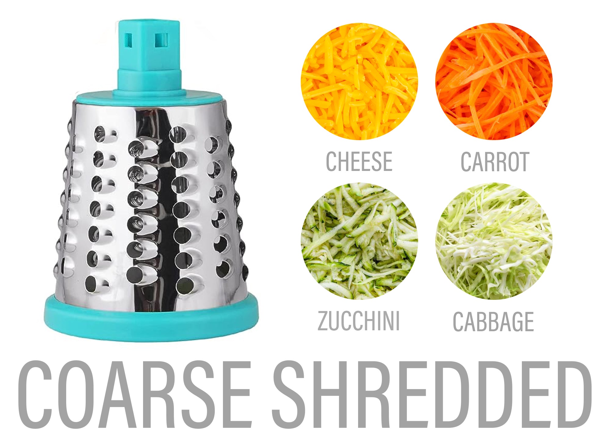 Rotary Cheese Grater with Suction-Cup Base and 3 Interchangeable Blades