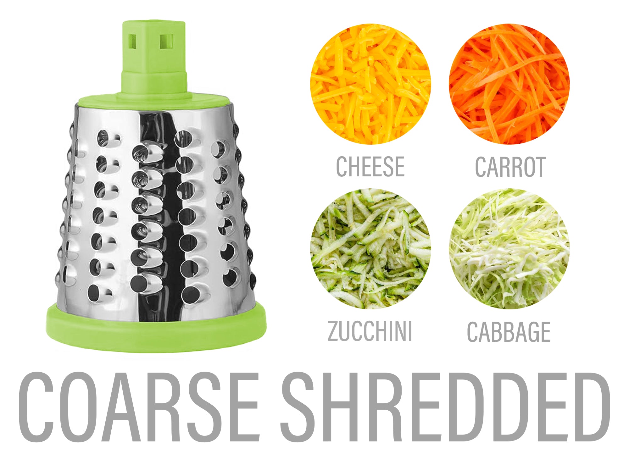 Rotary Cheese Grater with Suction-Cup Base and 3 Interchangeable Blades