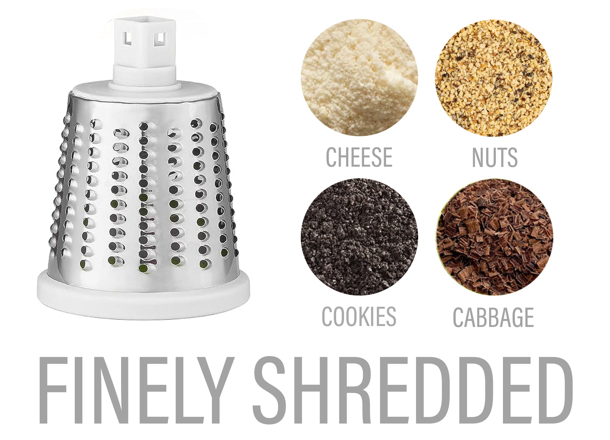 Rotary Cheese Grater with Suction-Cup Base and 3 Interchangeable Blades