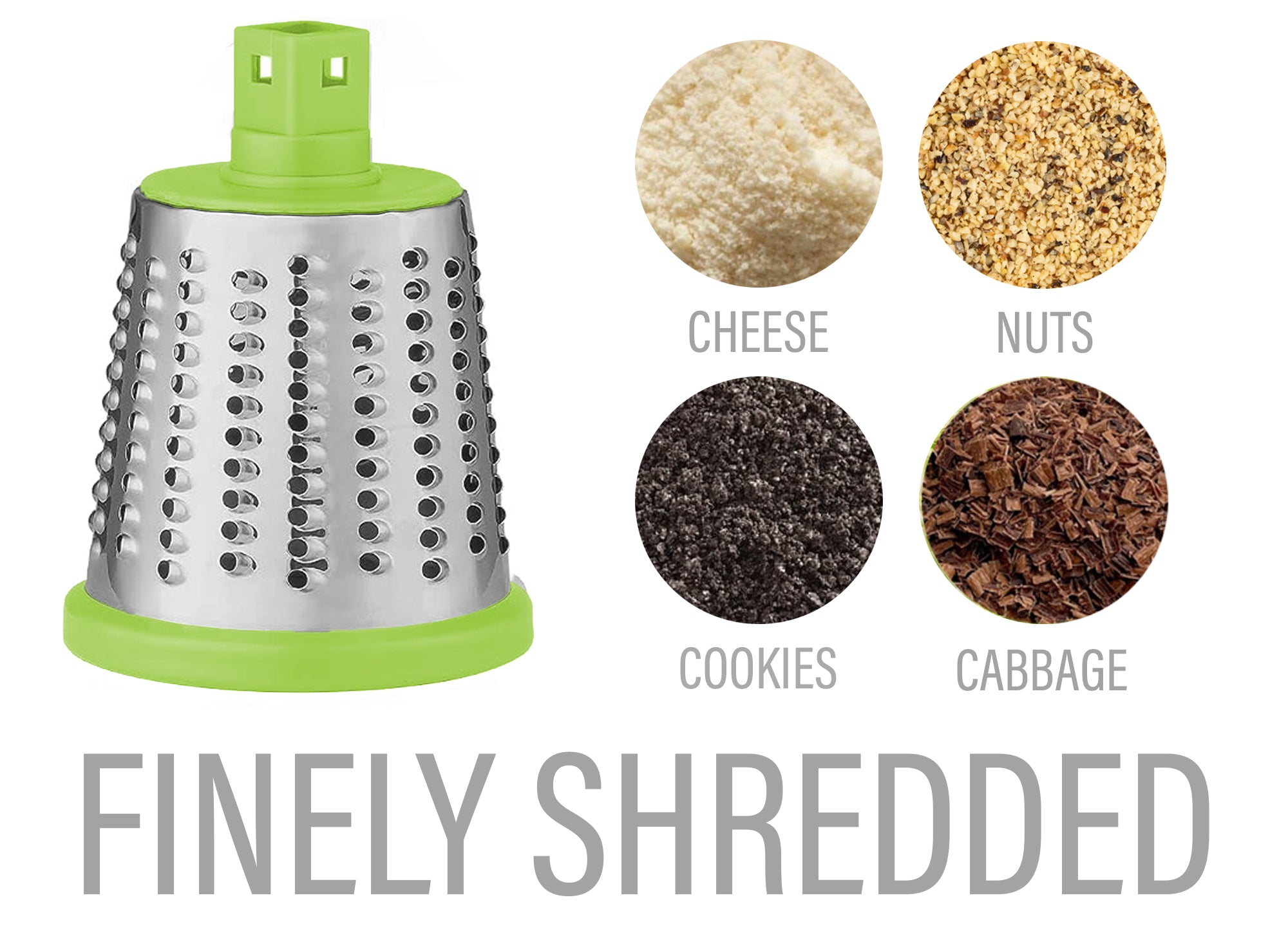 Rotary Cheese Grater with Suction-Cup Base and 3 Interchangeable Blades