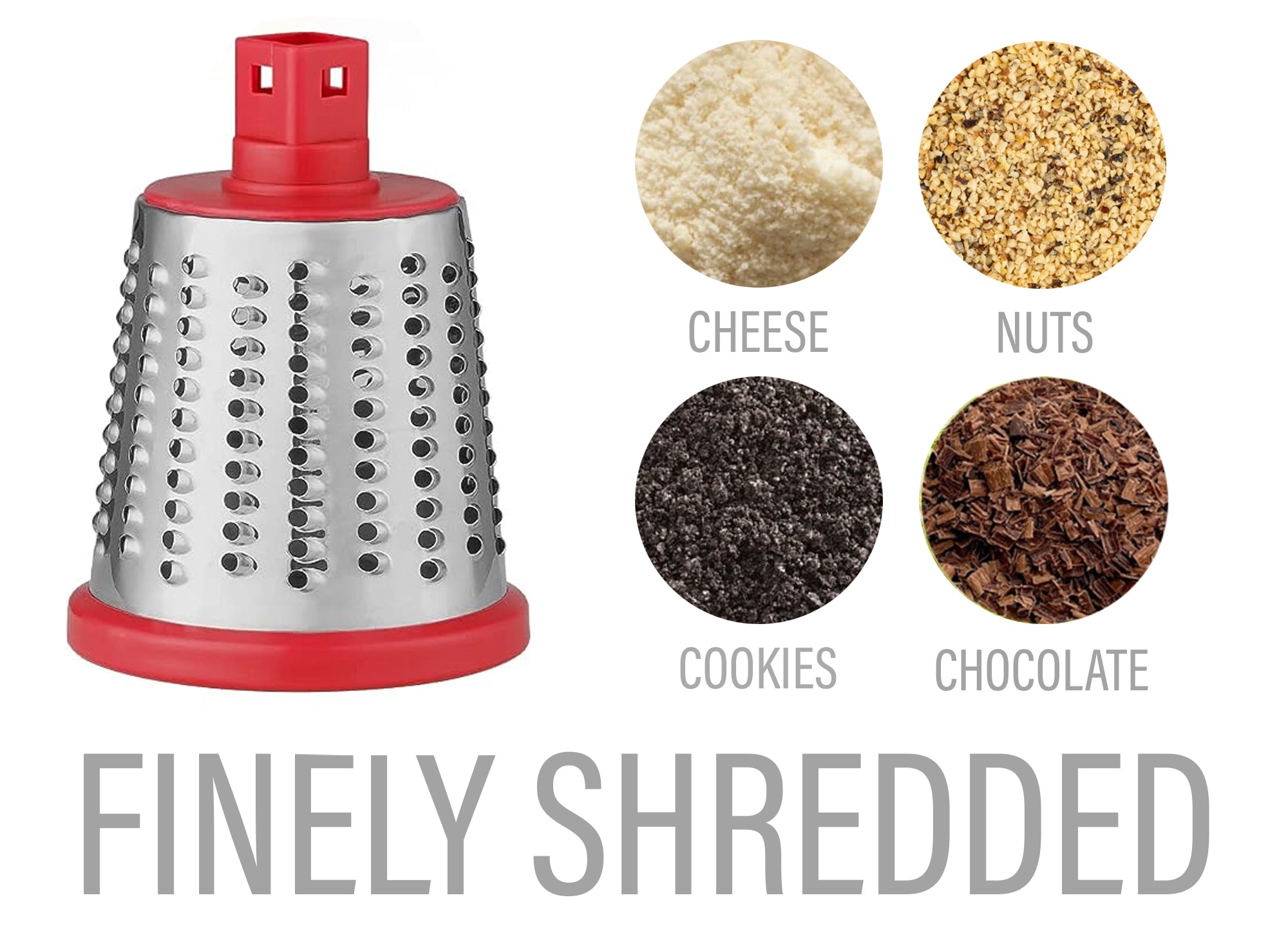 Rotary Cheese Grater with Suction-Cup Base and 3 Interchangeable Blades