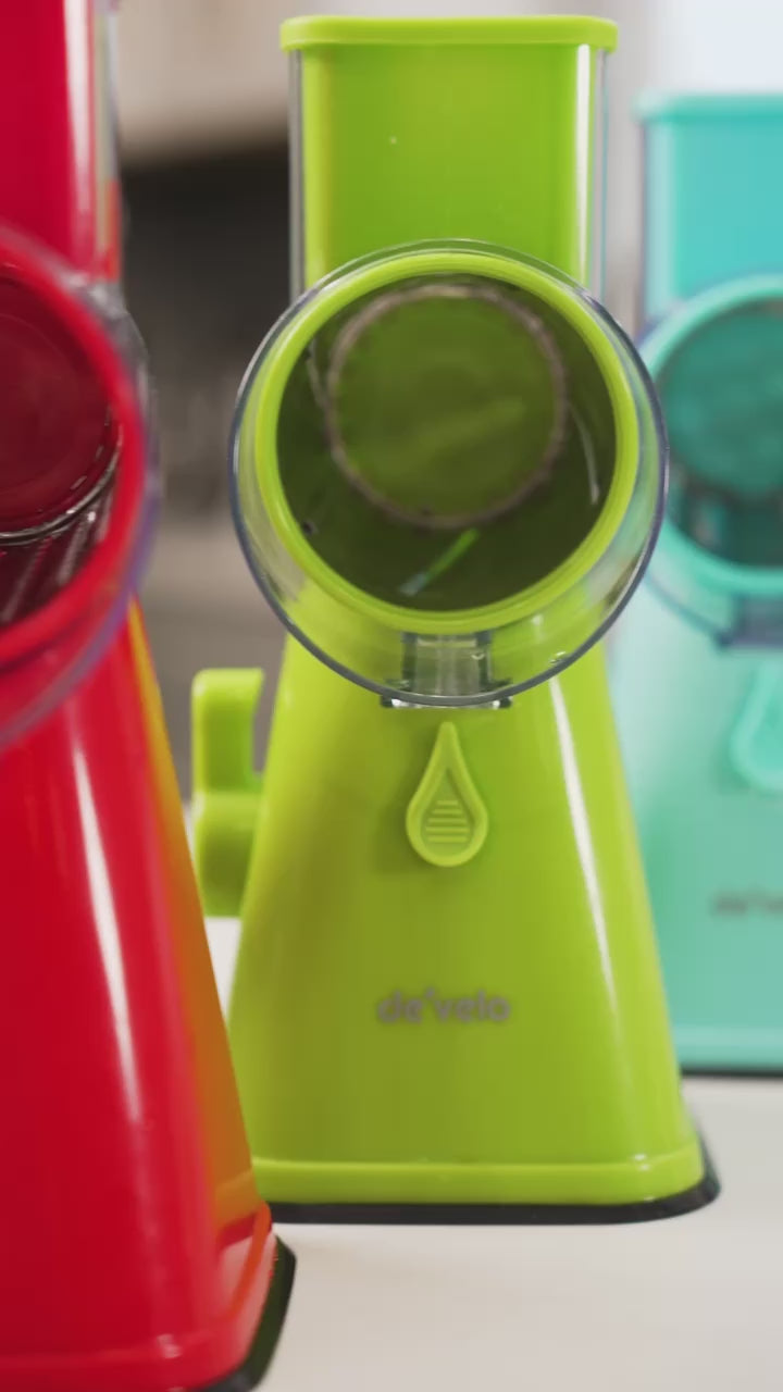 Rotary Cheese Grater with Suction-Cup Base and 3 Interchangeable Blades