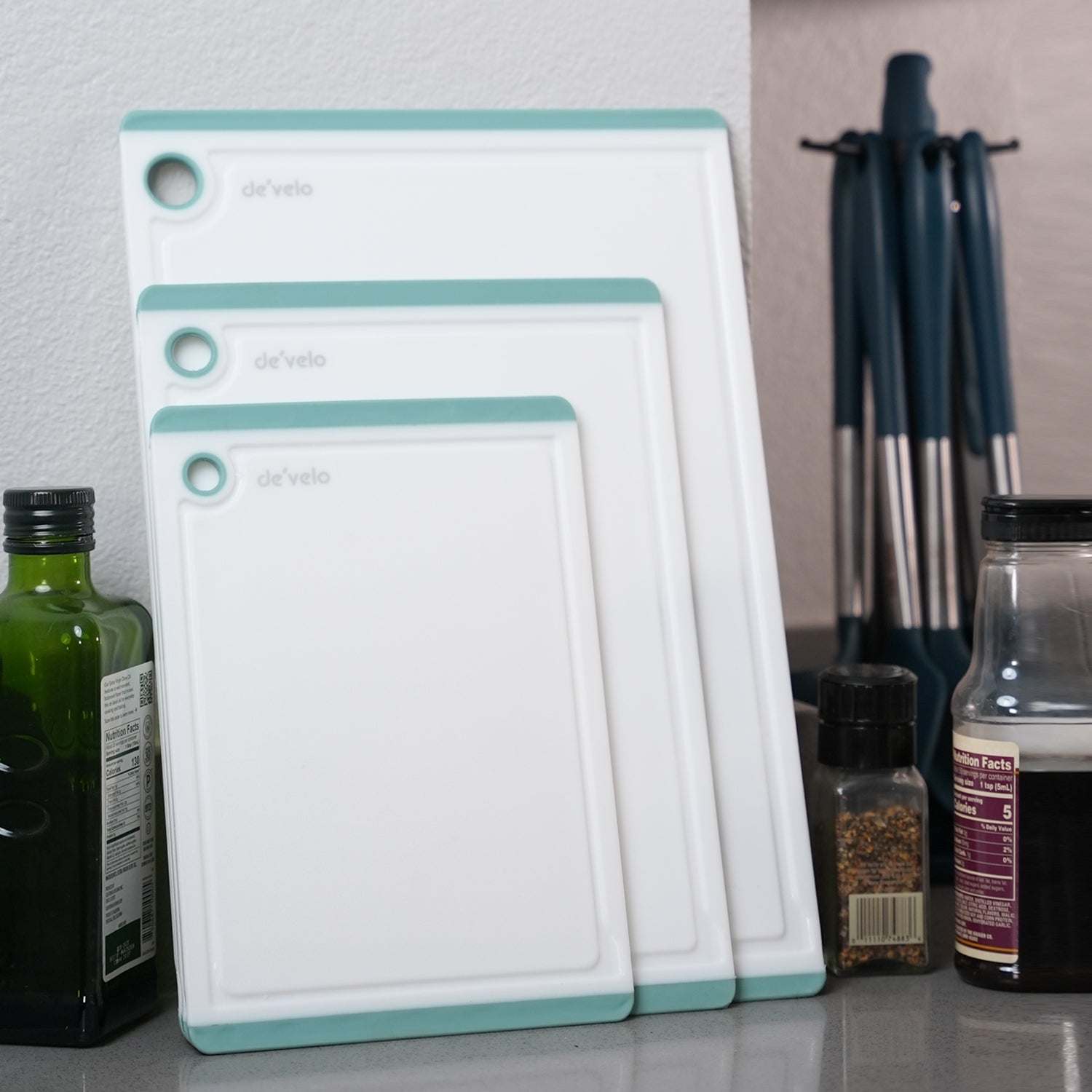 3-Piece Plastic Utility Non-Slip Cutting Board Set