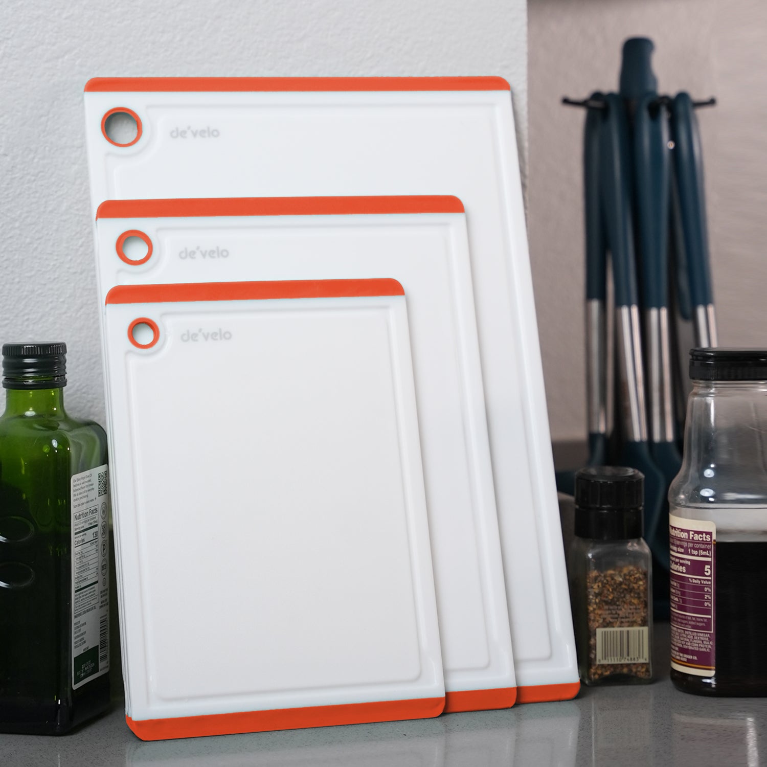 3-Piece Plastic Utility Non-Slip Cutting Board Set