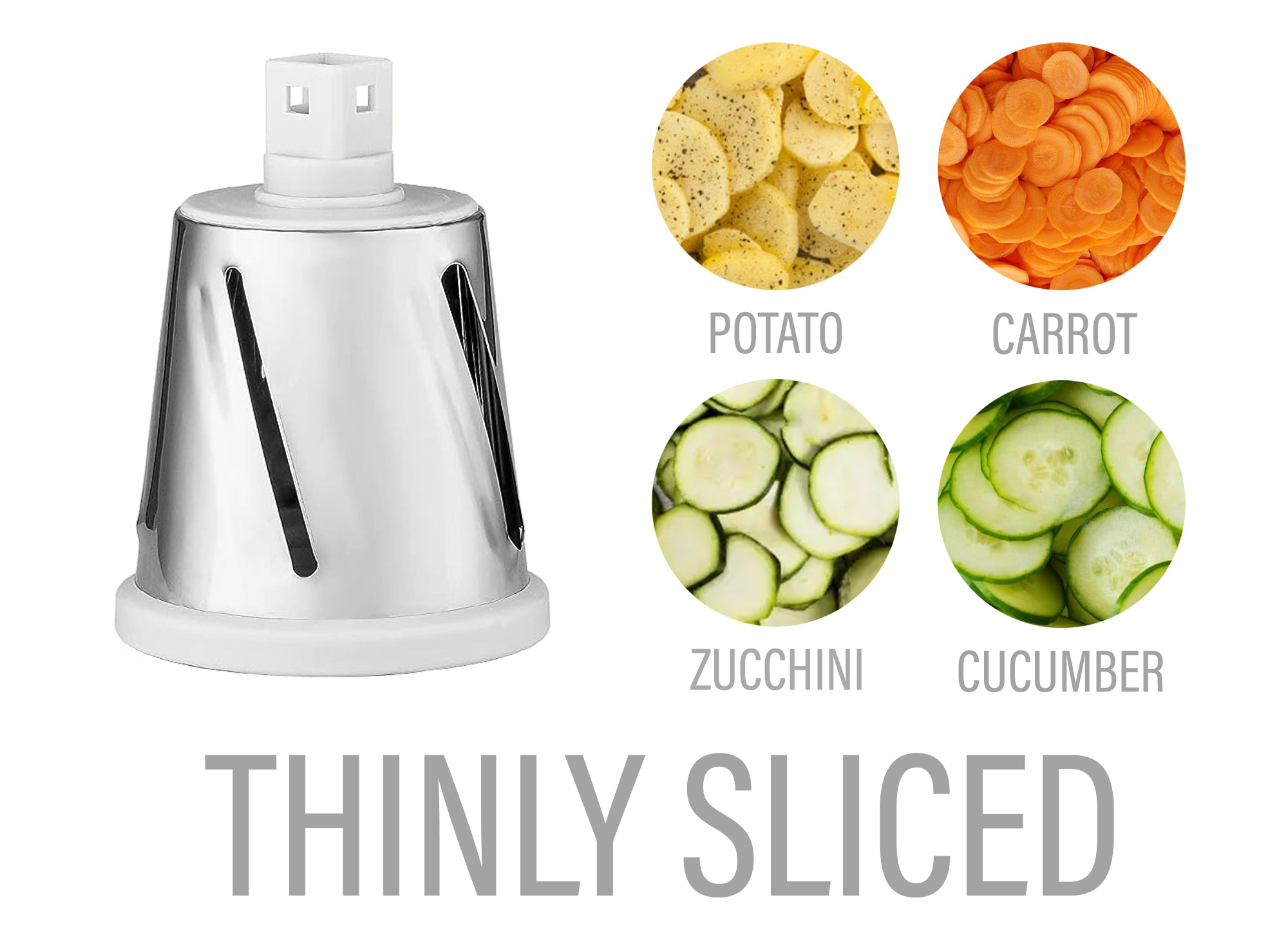 Rotary Cheese Grater with Suction-Cup Base and 3 Interchangeable Blades