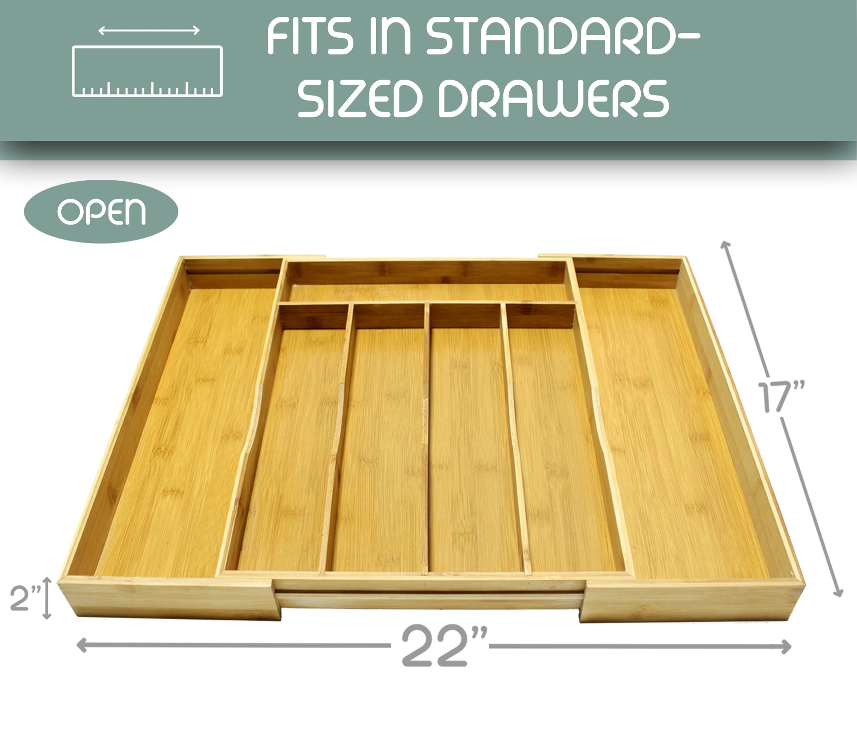 Adjustable Bamboo Kitchen Drawer Organizer