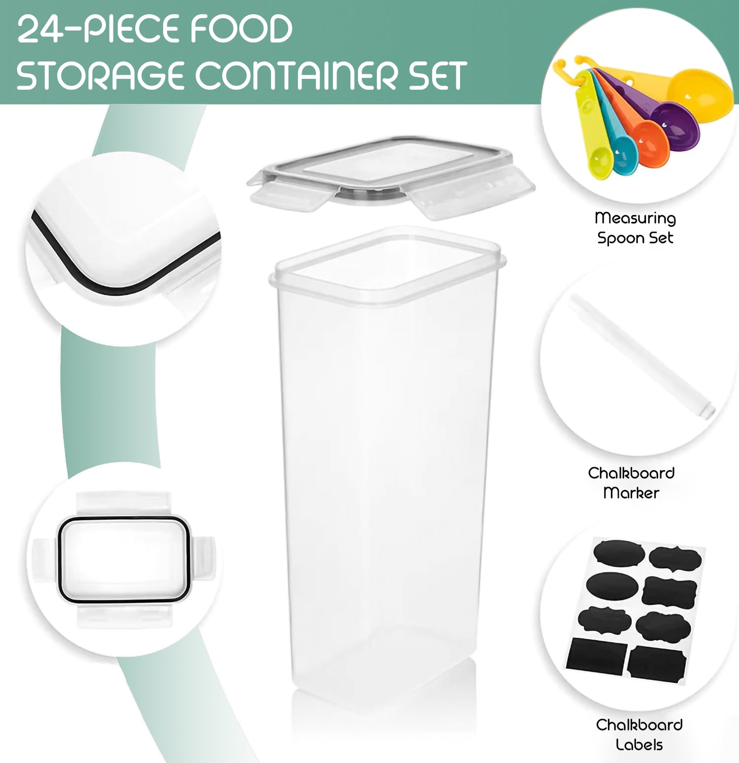 24 Pack Airtight Food Storage Container Set Kitchen Durable with Lids BPA  Free