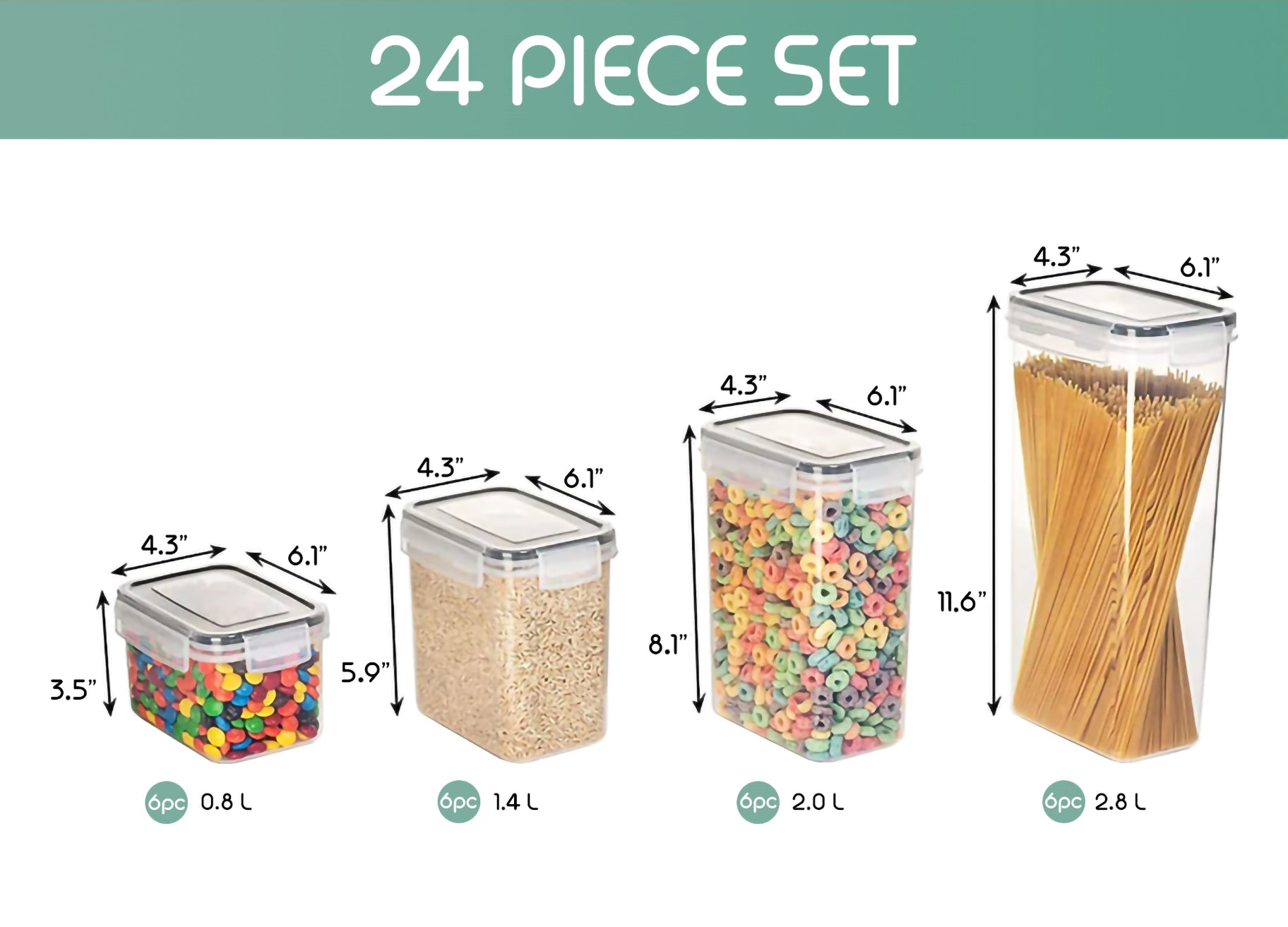 Airtight Food Storage Containers with Lids, 24 pcs Plastic Kitchen