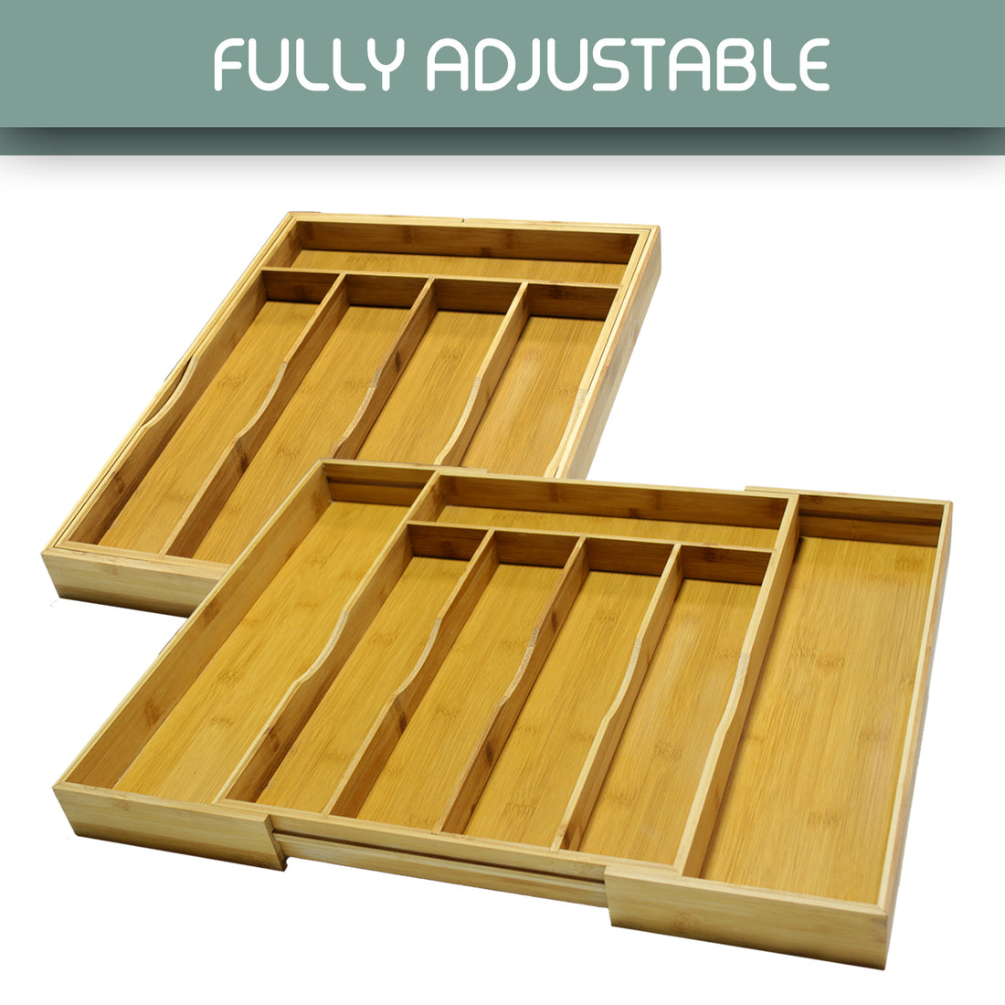 Adjustable Bamboo Kitchen Drawer Organizer