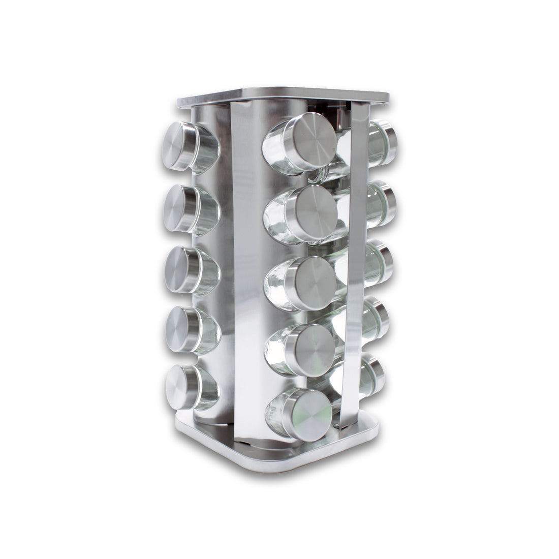 Square Revolving Spice Rack With 20 Jars.