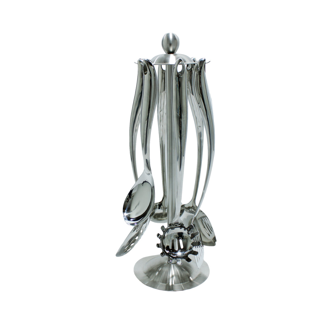 7-Piece Chrome Kitchen Utensil Set Ergonomic and Elegant Handles