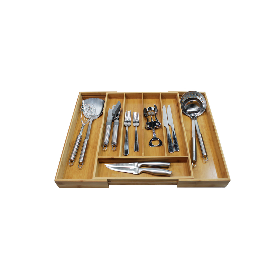 Adjustable Bamboo Kitchen Drawer Organizer