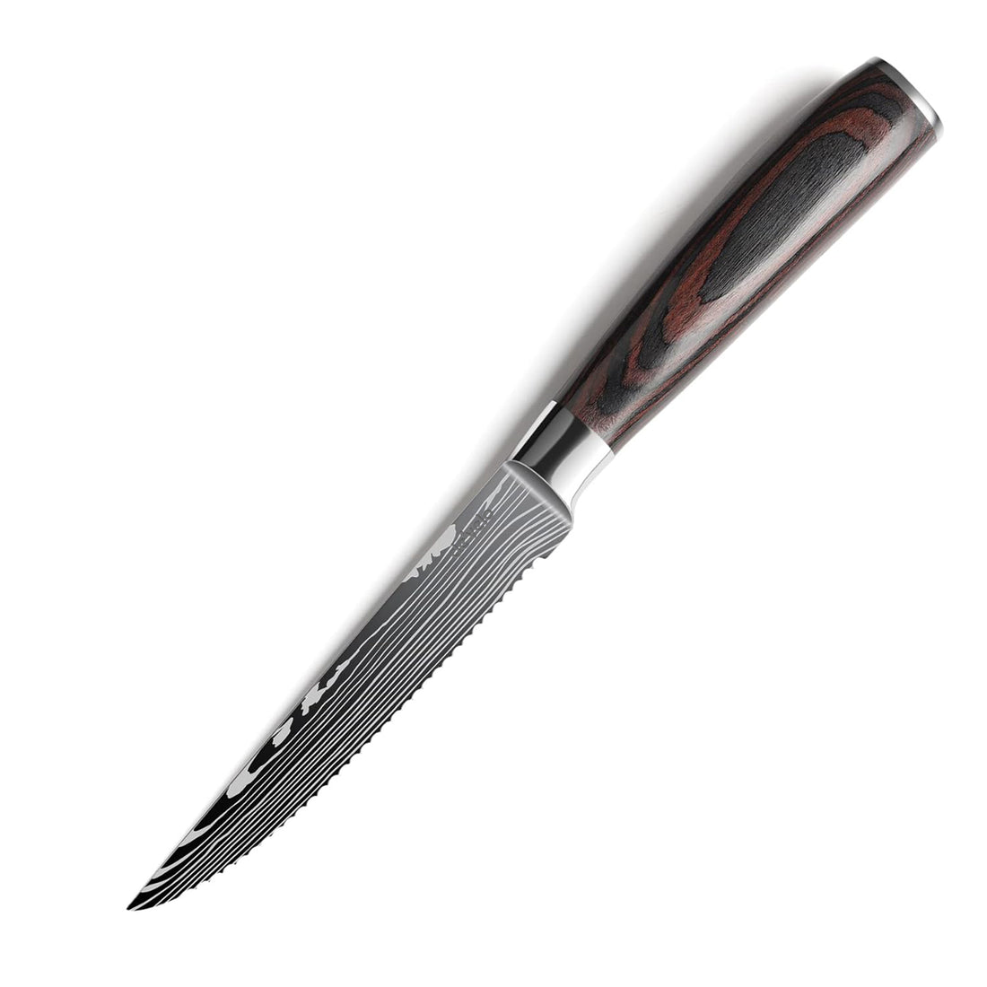 6-Piece Stainless Steel Damascus Patterned Steak Knife Set